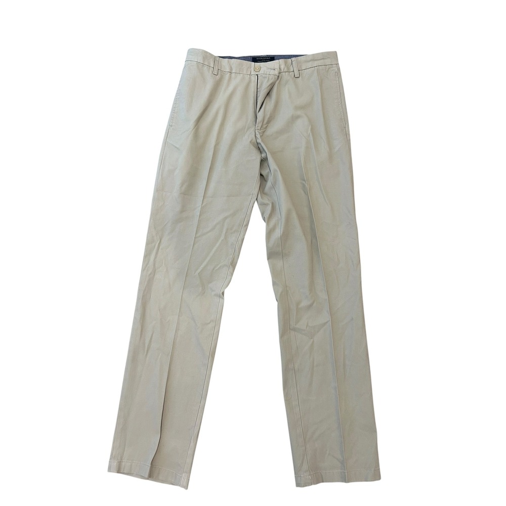 Banana Republic Chinos Mens 35x34 Straight Fit Khaki Tan Cotton Pants Flat Front